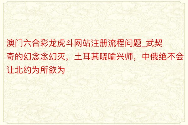 澳门六合彩龙虎斗网站注册流程问题_武契奇的幻念念幻灭,土耳其晓喻兴师,中俄绝不会让北约为所欲为